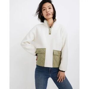 Madewell Women's White and Green Quilted Jacket